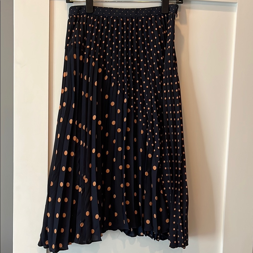 Elegant dark navy and coral Polka Dot Mid length Skirt - banana republic